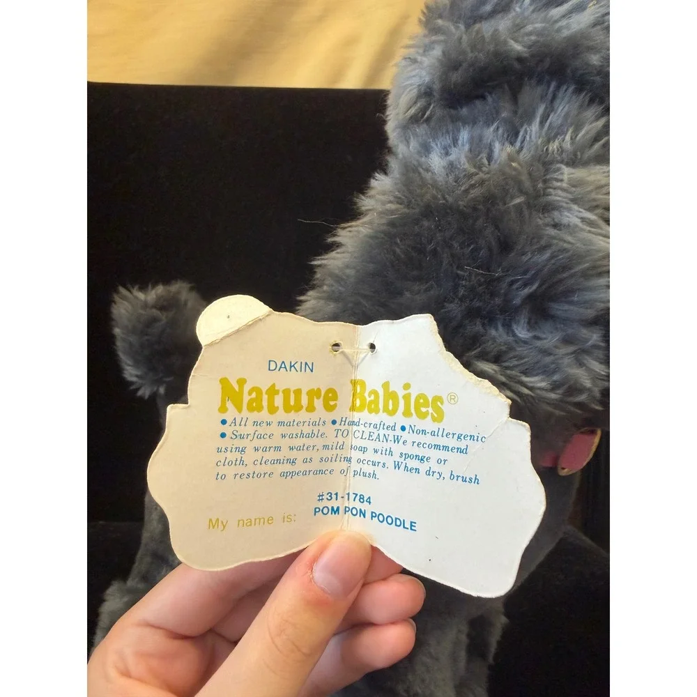 Vintage Dakin Nature Babies Pom Pom Poodle Grey Plush Stuffed Animal 31-1784 NWT
